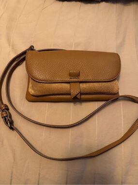 Lucky Brand Pebbled Leather Crossbody Bag in Camel